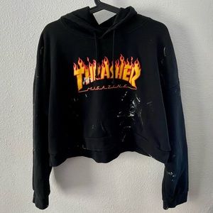 Thrasher Cropped Hoodie - Size Medium